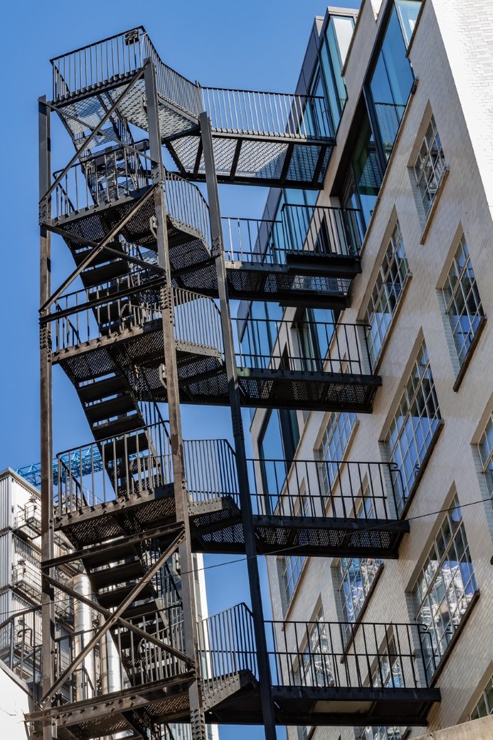 Steel staircase attached to building v2